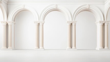 Elegant White Interior with Arched Columns and Minimal Design Appeal