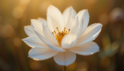 Obraz premium White lotus flower on blue background close-up