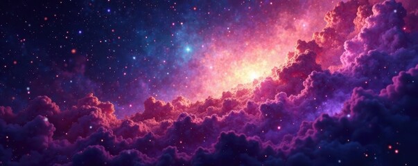 Fototapeta premium Celestial swirls, iridescent nebulae, cosmic dust , translucent, shimmer