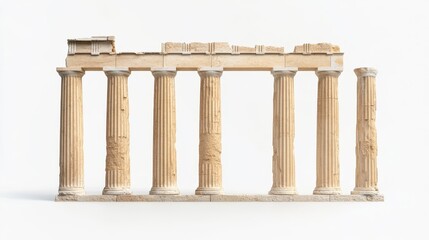 Naklejka premium Ancient Greek Temple Ruins with Classical Columns and Architecture