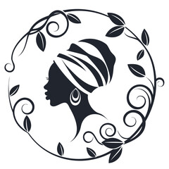 Graceful African Woman Silhouette High-Quality Vector Illustration on Transparent Background