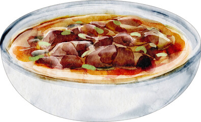 watercolor coto makassar indonesian food