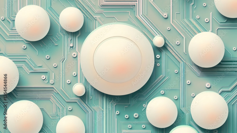 Poster abstract circuit board with soft circles