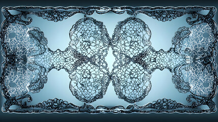 Symmetrical, intricate,  lace-like design