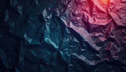 Wrinkled plastic wrap texture on a dark canvas background, creased, film