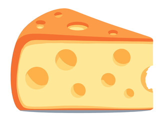 Cartoon Cheese Wedge with Bite Missing and Holes