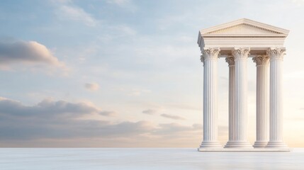 Classic Architecture with Ancient Columns under Scenic Sky Background