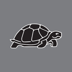 black vector illustration of a tortoise logo icon in silhouette. Perfect for branding, logos, or minimalist designs.