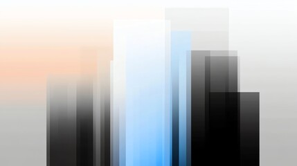 Abstract Cityscape Composition with Geometric Shapes and Subtle Color Gradients