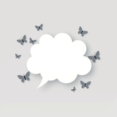 Cloud speech bubble with gray butterfly accents