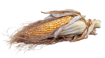 Golden Corn in Detail: The close-up shows a fresh corn, showcasing its texture, color, and natural details. Revealing the kernel in its original form.