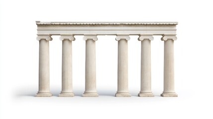 Classical Architectural Structure with Five Tall Columns Displaying Elegance