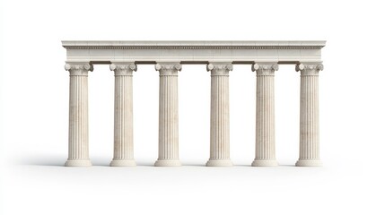 Fototapeta premium Classic Greek Architecture Pillars with Columns in a White Background
