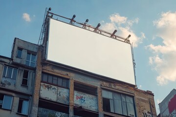 Vibrant Color Image of Billboard on Top of a Building Mockup