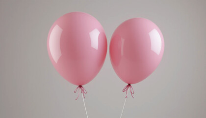 Soft pink balloons floating on light background