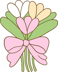 Spring Elements Hand Drawn Doodle Design Vector. Hand drawn flowers, bow, goose, strawberry, tulip, floral frame,  book, strawberry, coquette frame.Spring summer stickers. Vector flat illustration