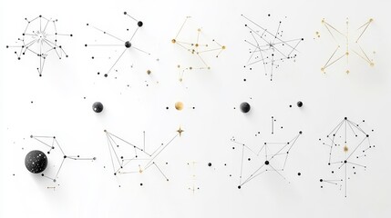 Abstract geometry with stars and dots on a white background