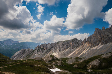 nature sceneries along the Monzoni Valley, Dolomites, Val di Fassa, Italy © fruttuoso
