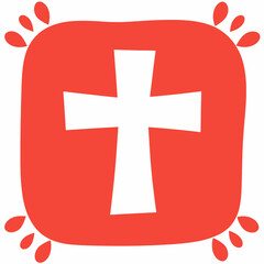 Obraz premium Red Christian Cross on Decorative Square
