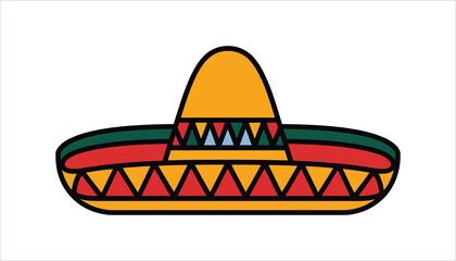 Colorful Mexican Sombrero Vector with Traditional Patterns.