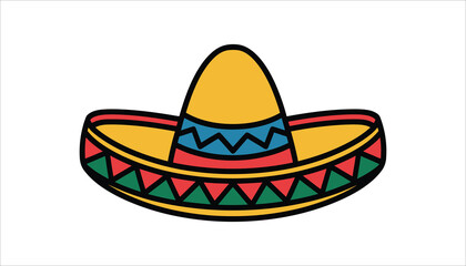 Colorful Mexican Sombrero Vector with Traditional Patterns.