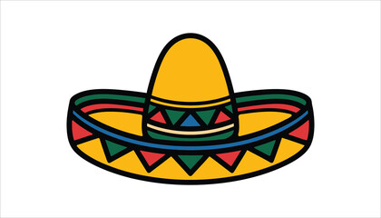 Colorful Mexican Sombrero Vector with Traditional Patterns.