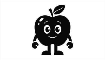 Cute Kawaii Apple Character with Big Eyes and Smiling Expression.