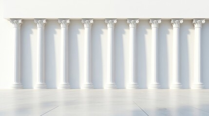 Elegant White Columns in a Modern Minimalist Space Interior Design