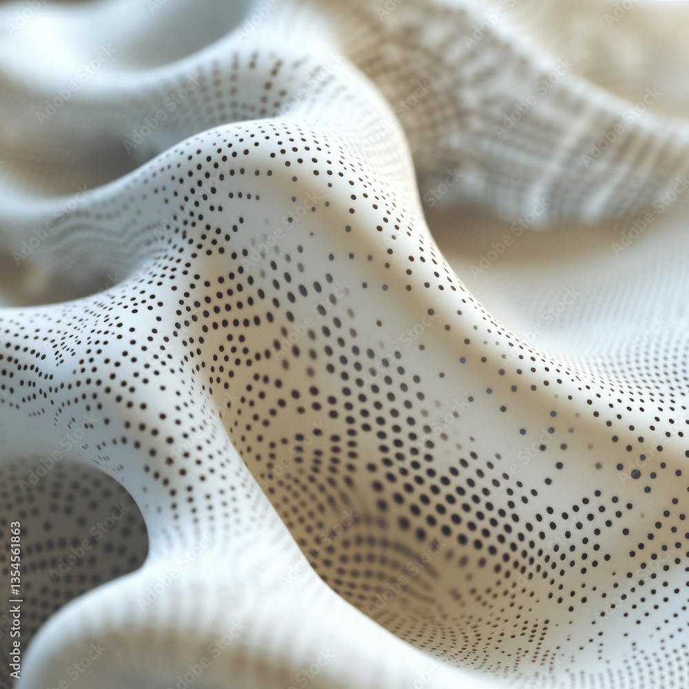 Poster abstract perforated surface: a gentle topography of light and shadow creating an organic flowing for