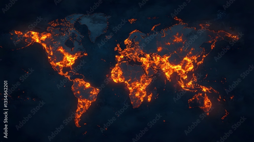 Aufkleber visualizing the unequal burden of climate change worldwide through global map overlay
