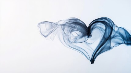 Fototapeta premium Elegant Blue Smoke Forms Heart Shape on Soft White Background