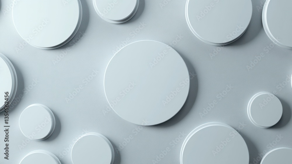 Poster abstract graphic design of overlapping circles, light grey background. possible use for modern, mini