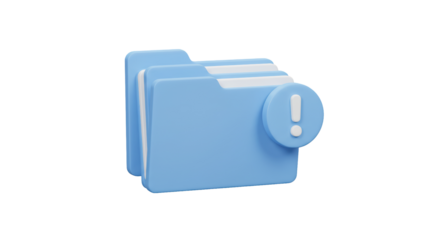 Isolated Blue Folders with Exclamation Mark