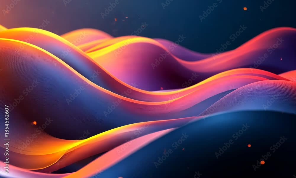 Poster abstract glowing flowing waves background with particles, modern and elegant design