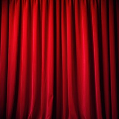 Velvet stage curtain backdrop, deep crimson red folds, rich, velvet