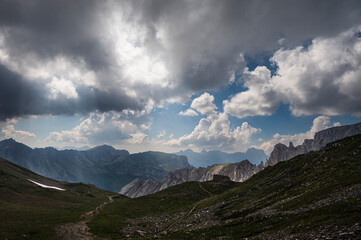 nature sceneries along the Monzoni Valley, Dolomites, Val di Fassa, Italy