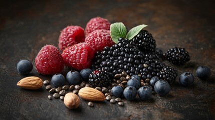 Nutritious and Colorful Mix of Berries, Seeds and Almonds for Healthy Living