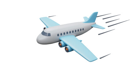 Isolated Light Blue Passenger Plane Flying