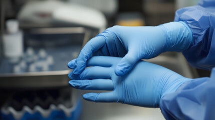close up of a scientist working in a laboratory,labor protection, health day