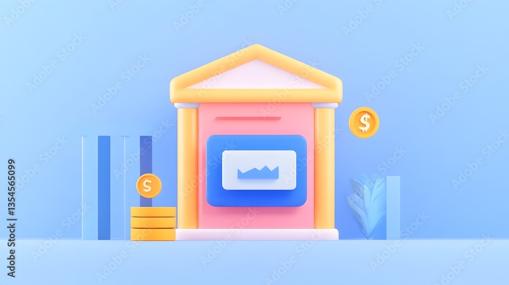 Aufkleber mobile banking app icon representing digital financial transactions and security in 3d