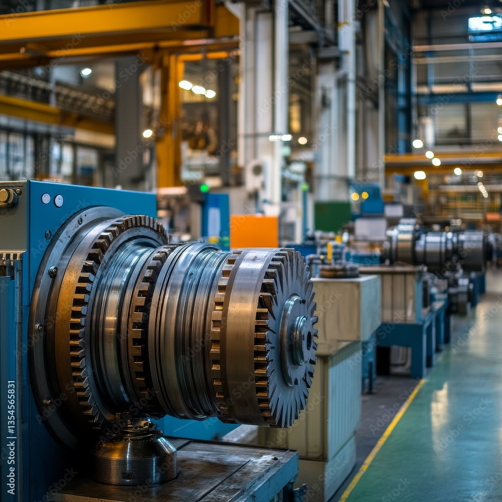 Aufkleber precision engineering: heavy machinery component in a modern industrial setting with advanced manufa