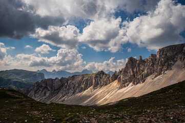 nature sceneries along the Monzoni Valley, Dolomites, Val di Fassa, Italy