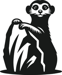 vector illustration of a black meerkat