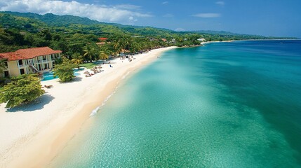 Idyllic Tropical Beach Resort with Turquoise Water and White Sand