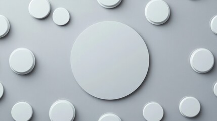 Abstract white circles, 3D mockup, product presentation, display