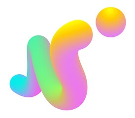 Dynamic neon liquid abstract twisted 3D gradient shape, line, loop, snake, drop. Rainbow wavy trendy blend element isolated on transparent background for poster, background, wallpaper. Vector EPS10