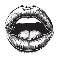 Detailed linework capturing the elegance of classic lip engraving