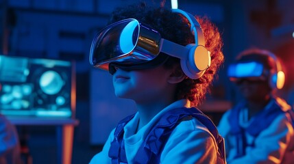 Fototapeta premium Immersive Virtual Reality Experience for Young Minds