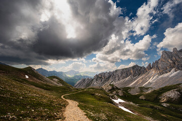 nature sceneries along the Monzoni Valley, Dolomites, Val di Fassa, Italy © fruttuoso