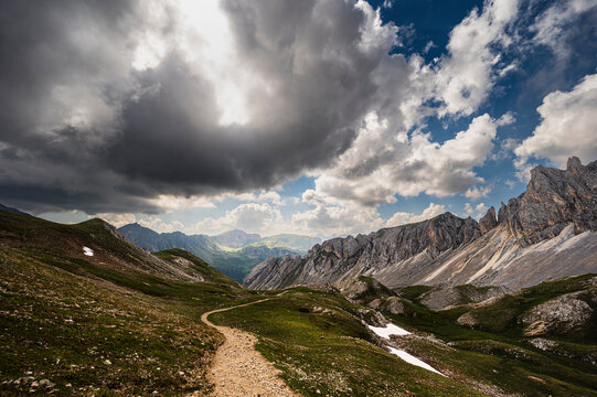 nature sceneries along the Monzoni Valley, Dolomites, Val di Fassa, Italy